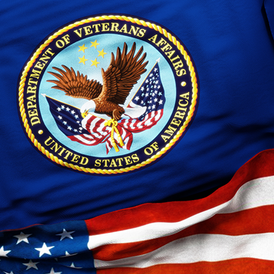 Department of Veterans Affairs seal and American flag